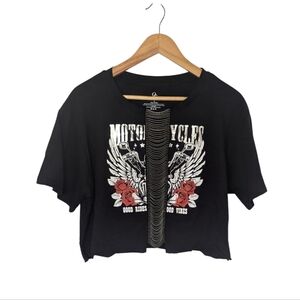 Organic Generation Graphic Chain Short Sleeve Crop Top Size XL